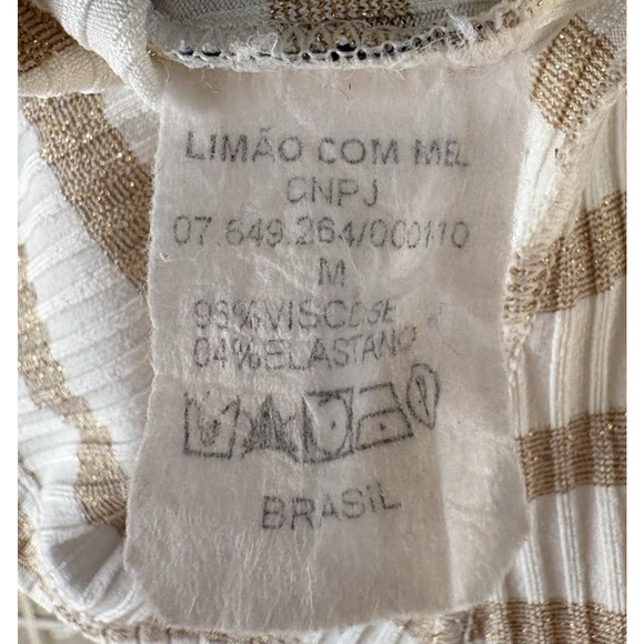 Romantic Victorian Short Sleeve Lace Stripe Blouse Top Sz Medium Metallic Pearl - Picture 7 of 11